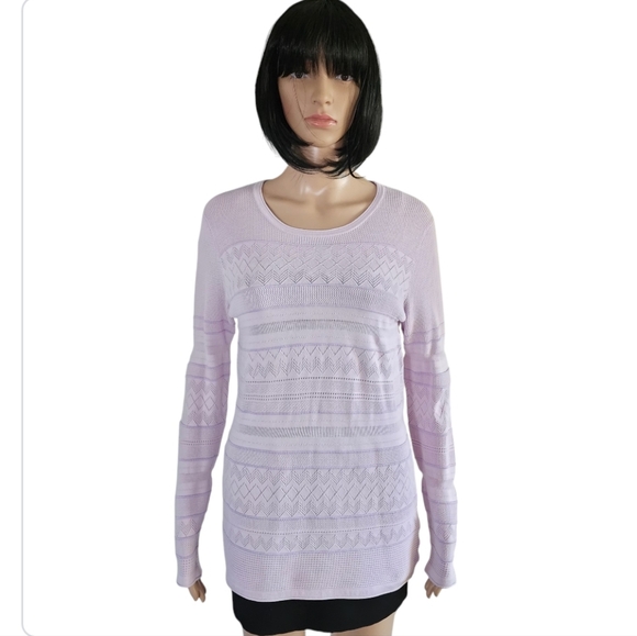 Banana republic  lilac blush long sleeves Pointelle sweater, size L - Picture 1 of 14